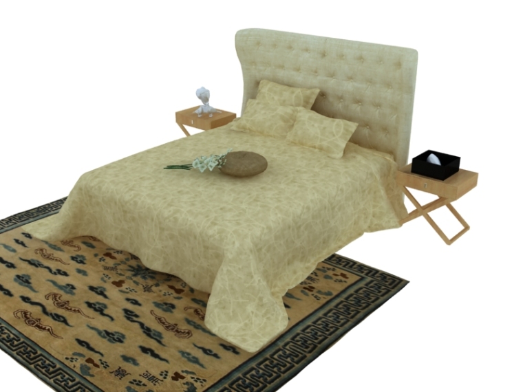 欧式床图纸资料下载-温馨欧式床3D模型下载