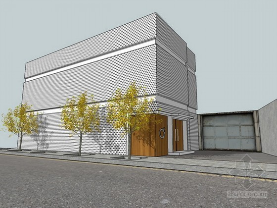 半地下商业建筑模型资料下载-商业建筑sketchup模型下载