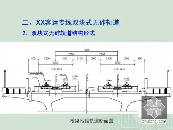 铁路工程双块式无砟轨道施工技术解读50页（图片丰富）-桥梁地段轨道断面图