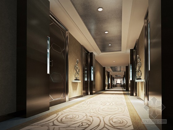 酒店走廊地毯贴图资料下载-现代时尚走廊3D模型下载
