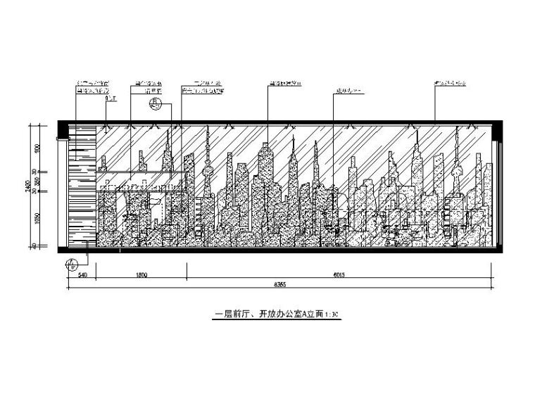 现代风格复式办公室设计CAD施工图（含效果图）立面图