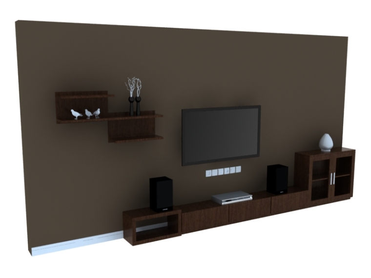 现代电视背景柜资料下载-现代简洁背景墙3D模型下载