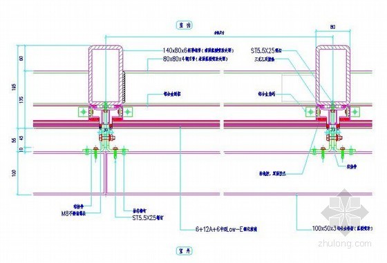 铝合金封阳台cad资料下载-铝合金格栅横剖节点详图