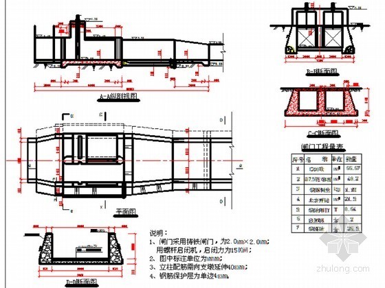 铸铁闸门cad图资料下载-罐区渠首闸门设计节点详图