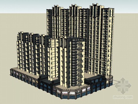 高层现在住宅资料下载-住宅高层SketchUp模型下载