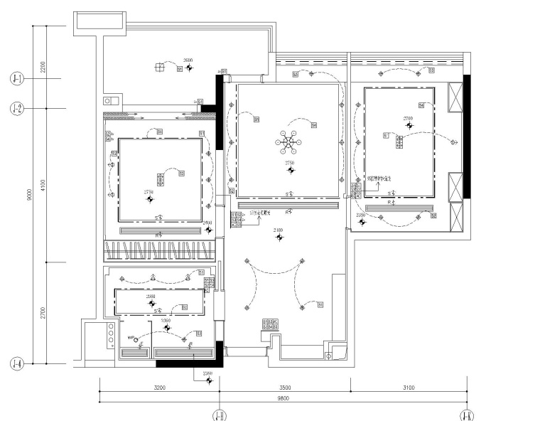 [广东]梁志天-广州雅居乐科学城公寓3号户型一居室样板房全套施工图+效果图+物料-5天花灯具连线图_看图王