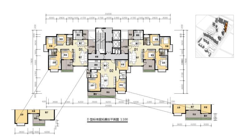 [广东]百米围合式布局低密度住宅建筑设计方案文本-百米围合式布局低密度住宅建筑平面图