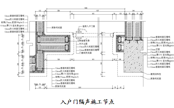 [杭州]知名地产酒店营造总结及室内精装修精讲（图文并茂）-入户门隔声施工节点