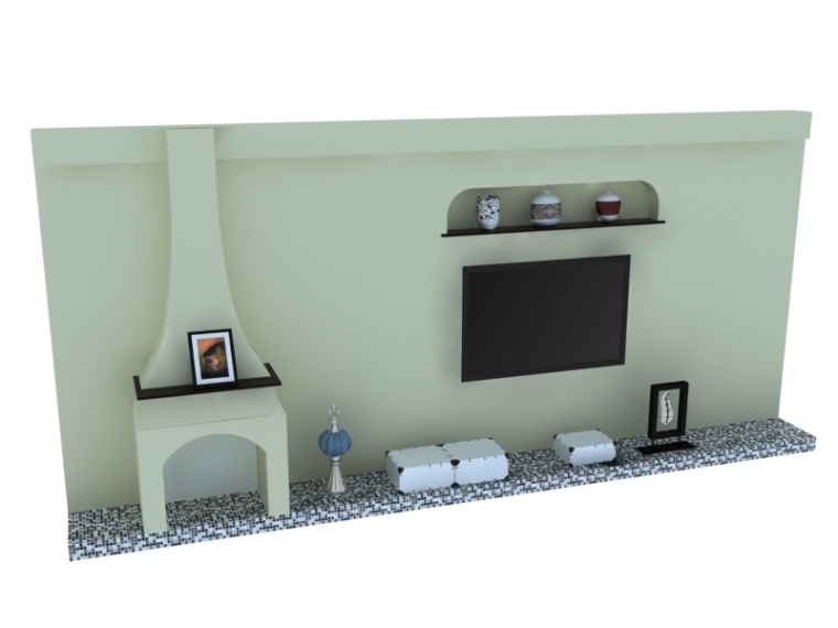 实木装饰厨房3D模型资料下载-简约装饰墙3D模型下载