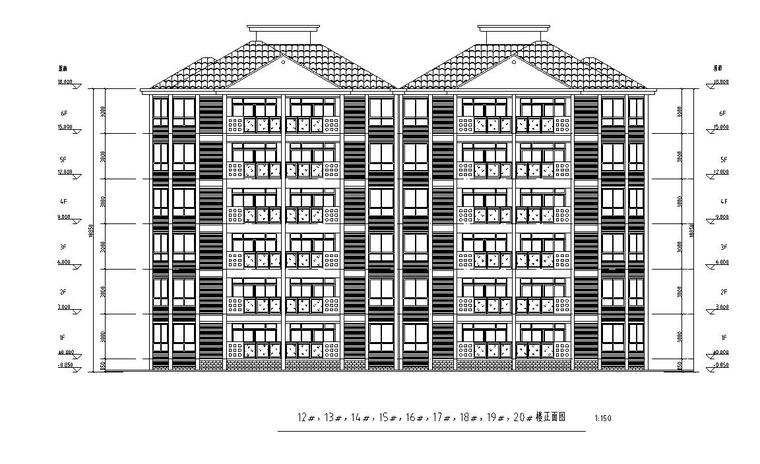 [重庆]多层现代简约中式住宅建筑设计方案文本（含CAD）-多层现代简约中式住宅建筑立面图