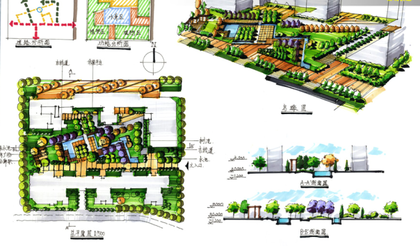 居住小区景观快题设计手绘资料下载-27张景观手绘快题设计作品集