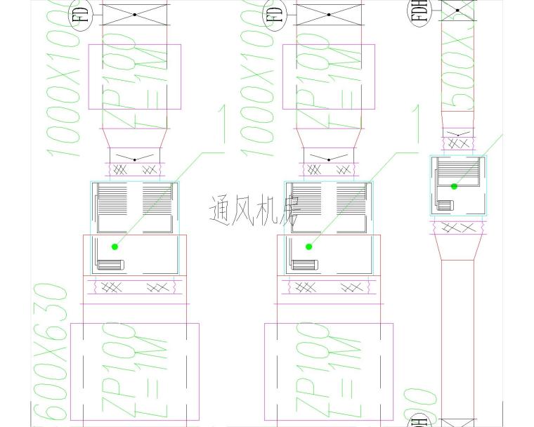 [安徽省]滁州移动分公司地下车库施工图-通风机房平面图