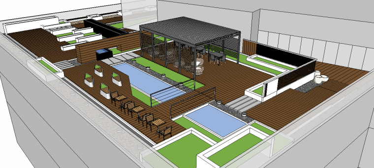 庭院3d模型下载资料下载-住宅屋顶花园庭院3d模型下载