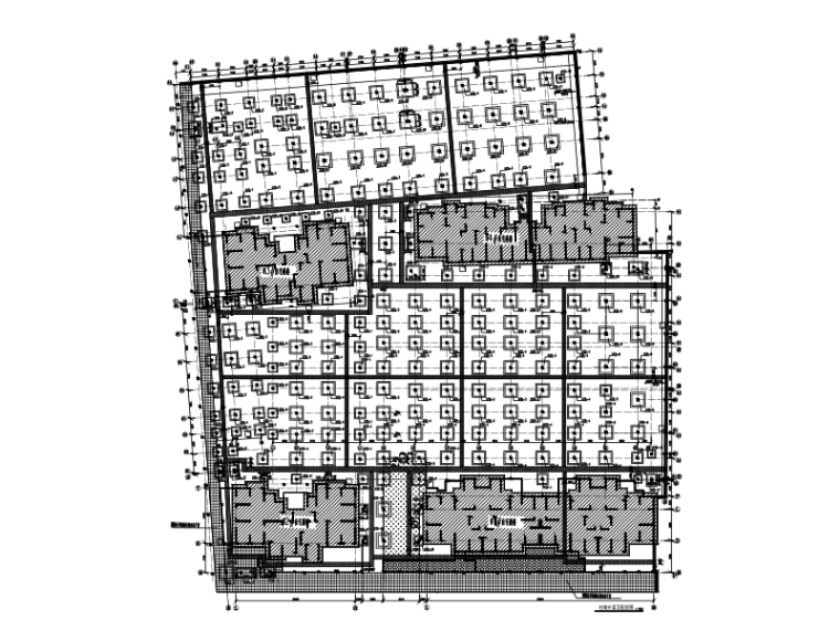 [江苏]2层框架结构购物广场地下车库结构施工图（CAD、13张）-柱墩布置
