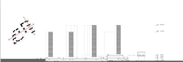 [深圳]高层现代风格一梯两户住宅建筑设计方案文本-高层现代风格一梯两户住宅建筑立面图