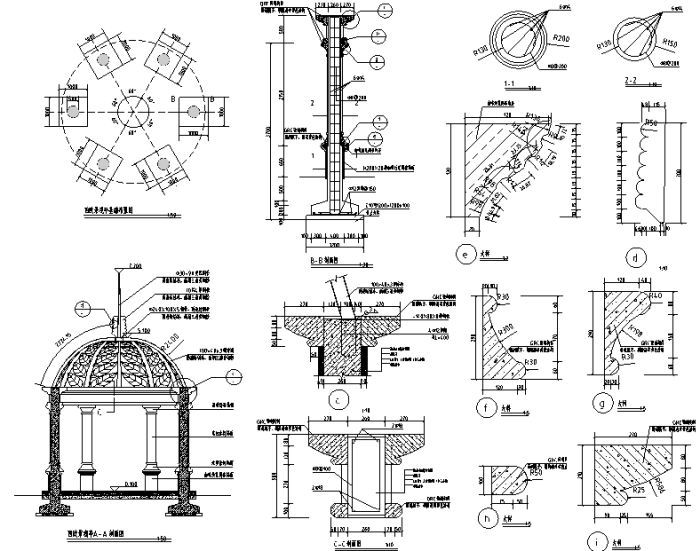 现代亭廊建筑CAD图资料下载-园林景观小品亭廊花架CAD施工图228张