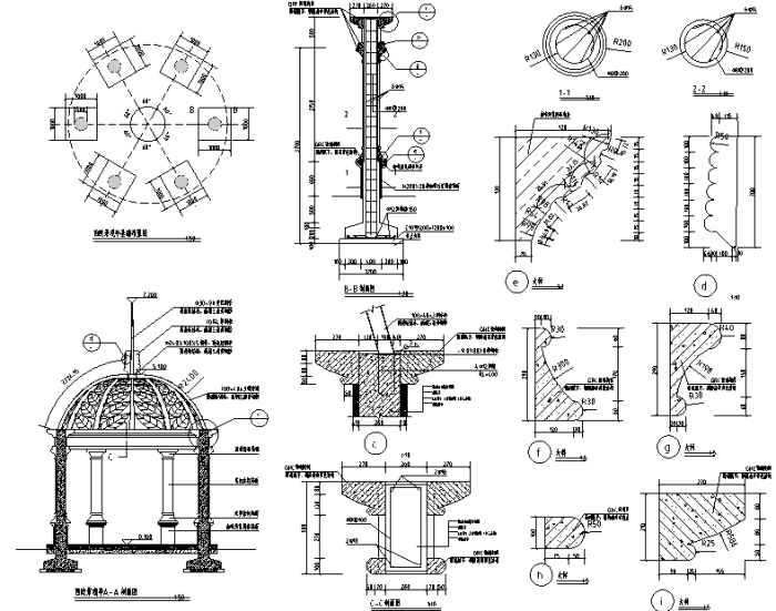 某古建扇亭建筑施工图资料下载-园林景观小品亭廊花架CAD施工图228张