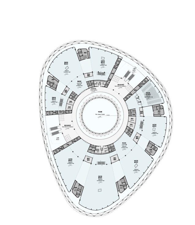 [上海]国家级别花瓣平面展览馆建筑方案文本（含景观室内设计）-国家级别花瓣平面展览馆建筑平面图