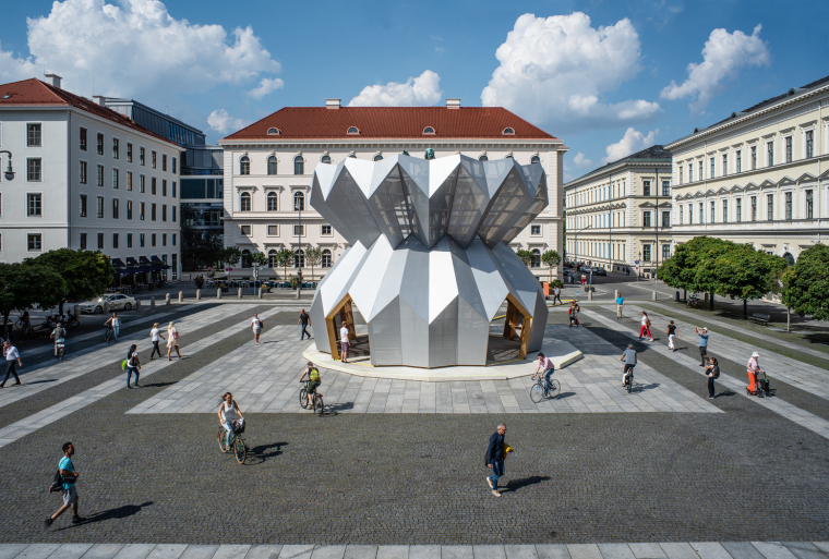 室外公共空间休息装置设计资料下载-德国维特尔斯巴赫茨广场的亭子装置