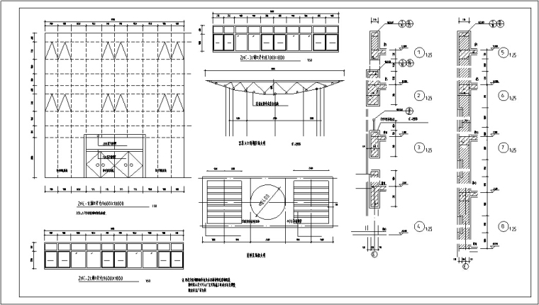 多层酒店建筑设计方案全套施工图CAD-多层宾馆建筑设计节点结构图