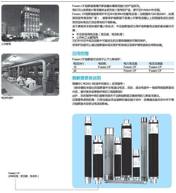 2018年施耐德电气中压配电产品选型手册-CF熔断器的简介