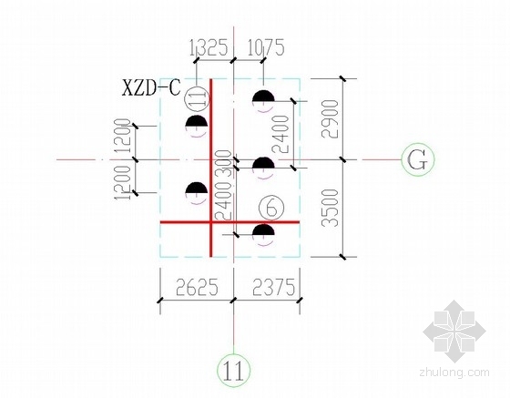 [河北]后压浆钻孔灌注桩基础施工图-桩基承台布置 