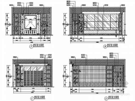 [四川]灾后重建会议中心宴会会议室施工图（含效果图片）-灾后重建会议中心宴会会议厅施工图立面图