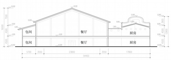 [广东]仿古商业文化广场设计方案文本-仿古商业文化广场设计剖面图