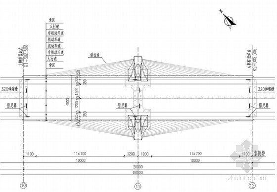 100m跨径支承体系独塔斜拉桥超全施工组织设计（412页图文丰富）-主桥平面图 