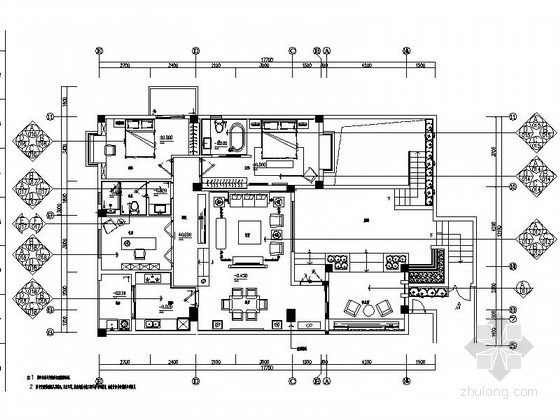 一层新中式别墅建筑资料下载-[厦门]新中式雅致两层别墅施工图（含效果图）
