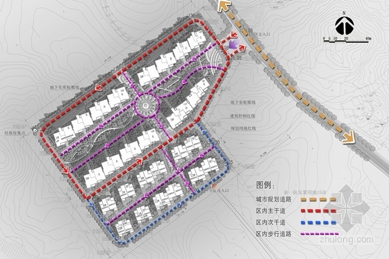 [江西]简欧风格住宅小区规划设计方案文本（含CAD 高层 多层 别墅）-简欧风格住宅小区规划设计方案分析图