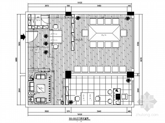中式办公空间装饰资料下载-中式风格商会办公空间装修图（含效果）