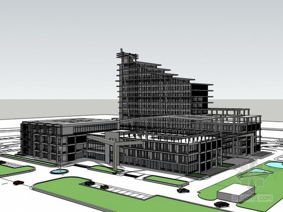 医院模型建模资料下载-某医院建筑sketchup模型下载