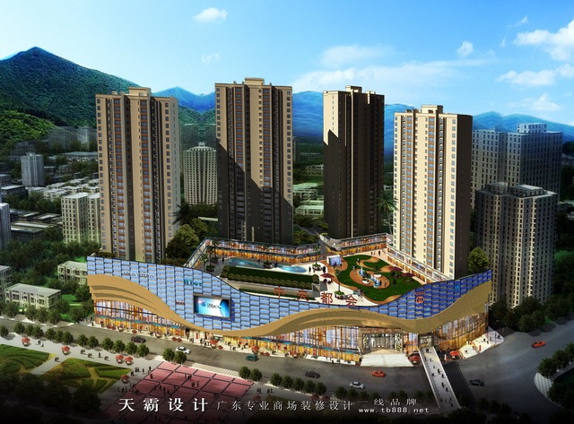酒店及商业综合体效果图资料下载-天霸设计城市综合体效果图VS成都商场装修公司