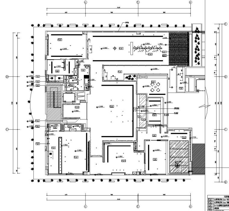 新中式风格水墨江南套房施工图设计（CAD+效果图）-六层天花图