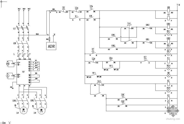 电机控制系统图资料下载-变频器双电机控制系统原理图