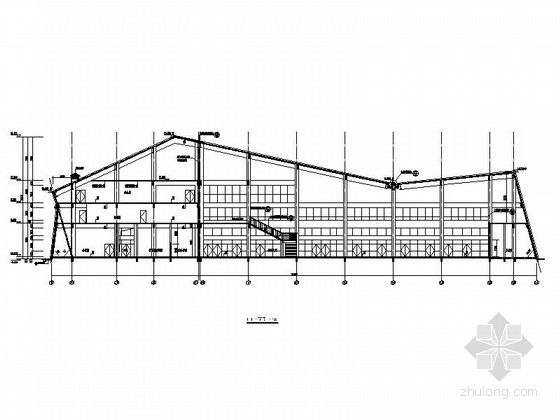 [四川]现代风格县城汽车站建筑施工图（含配套建筑）-现代风格县城汽车站建筑剖面图 