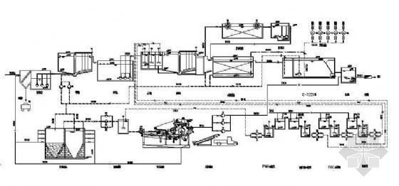 sbr处理工艺高程图资料下载-某制革废水处理工程水力高程图