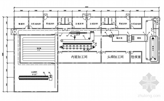 车间设备平面资料下载-牲猪屠宰车间平面工艺流程图