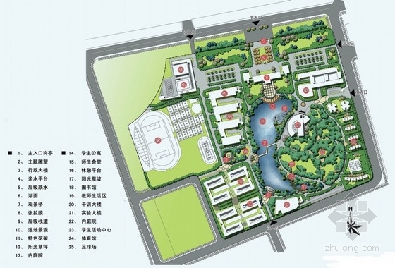 校园水景手绘设计资料下载-[广东]职业技术学院校园环境绿化设计方案