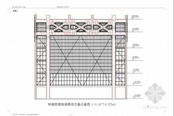 27米跨钢桁架资料下载-转换层施工方案(14.0m 钢桁架)