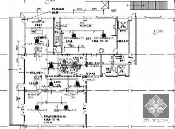 [上海]商业办公大厦空调通风及防排烟系统设计施工图（采暖设计）-一层空调、通风平面图（一）