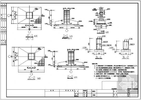 钢结构售楼处平面资料下载-某钢结构售楼处独立基础节点构造详图