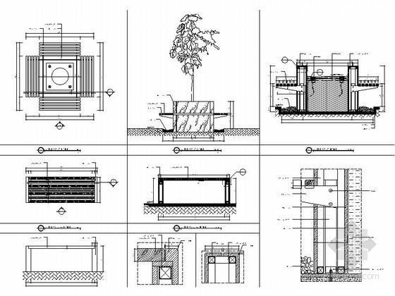 休息椅节点资料下载-公共走廊花坛休息椅详图
