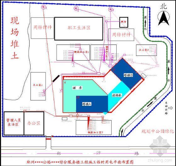 隧道施工临时用电平面图资料下载-郑州某工程临时用电平面布置图