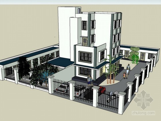旅馆绿化设计cad资料下载-旅馆设计sketchup模型下载