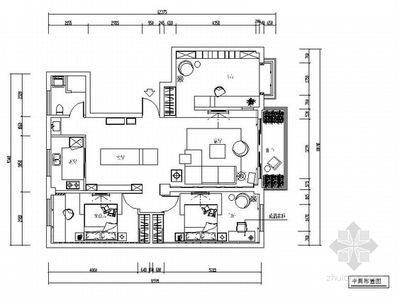 现代简约装修cad图纸资料下载-[新疆]现代简约时尚两居室装修CAD施工图（含效果图）