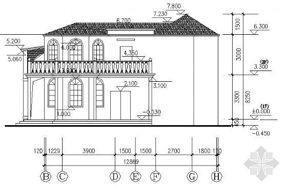 某欧式二层别墅建筑施工图-2