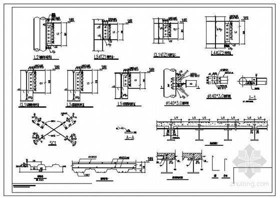 钢管桁架大棚设计资料下载-某钢管桁架节点构造详图
