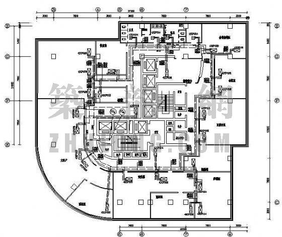 强电布线CAD图块资料下载-某高层中央空调布线图